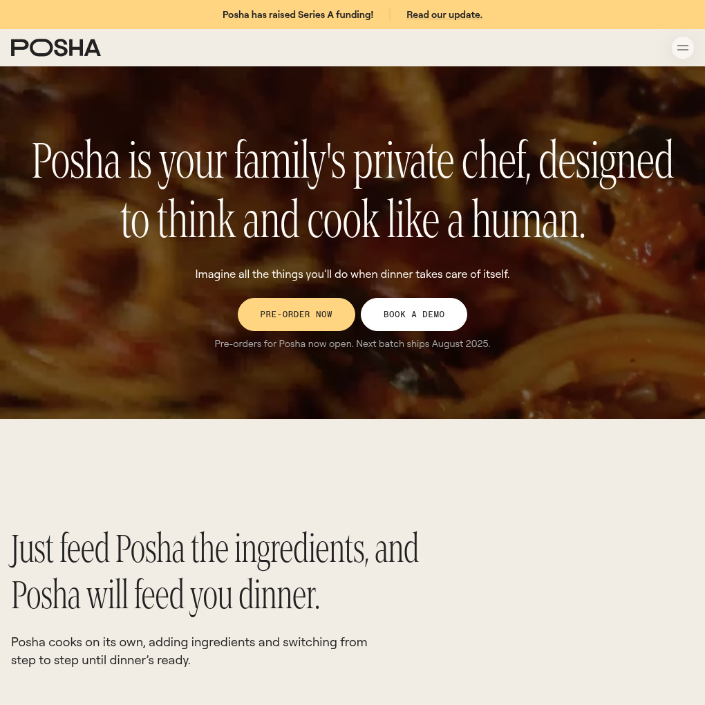 Posha raises $8M Series A to advance home cooking with AI and robotics