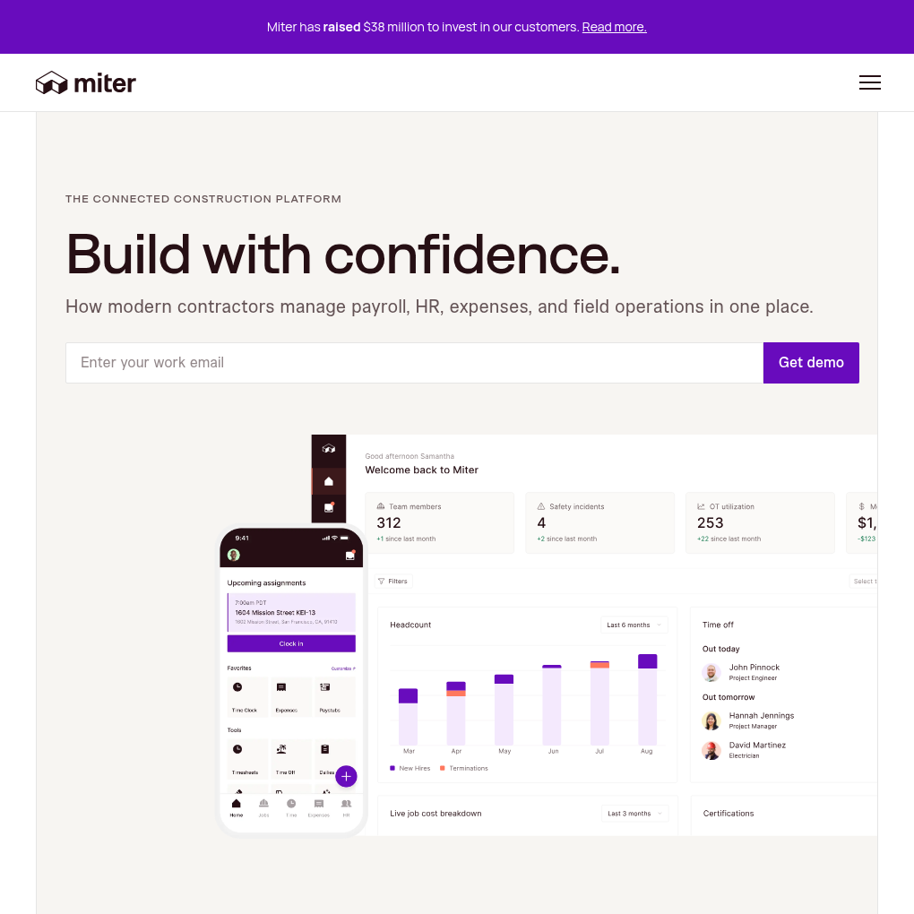 Miter raises $38M in funding to expand its integrated cloud platform for construction management