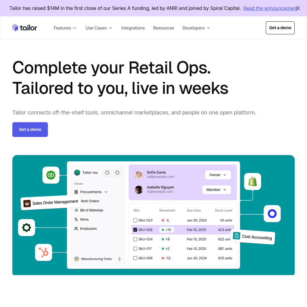 Tailor raises $14M Series A to empower modern enterprises with a composable ERP platform