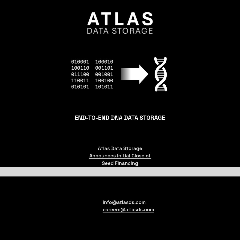 Atlas Data Storage raises $155M Seed to commercialize DNA data storage solutions