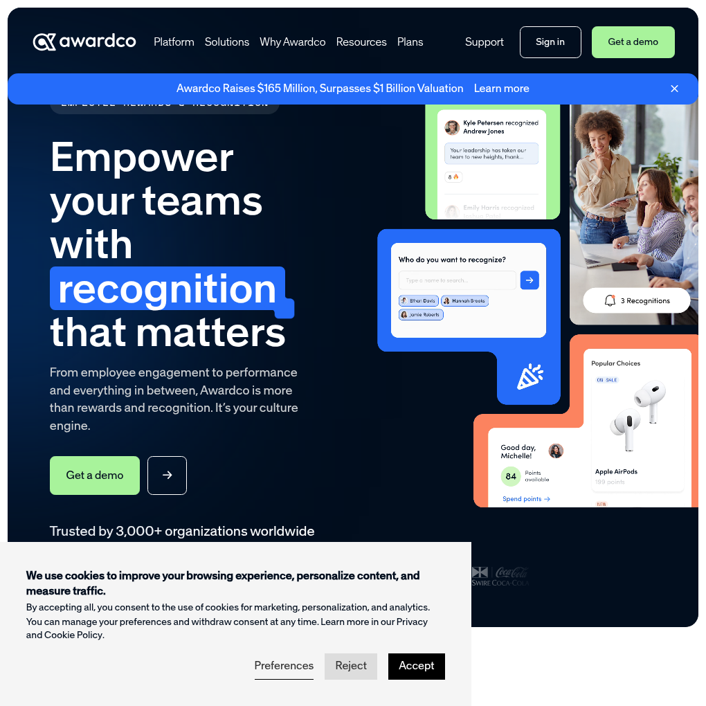 Awardco raises $165M Series B to enhance employee recognition and engagement