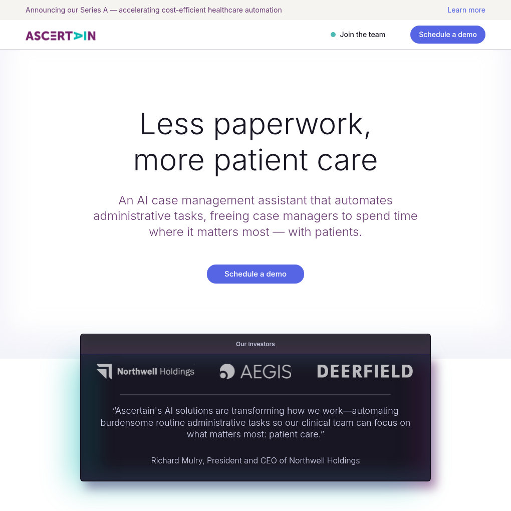 Ascertain raises $10M in Series A to empower healthcare providers with AI-driven case management
