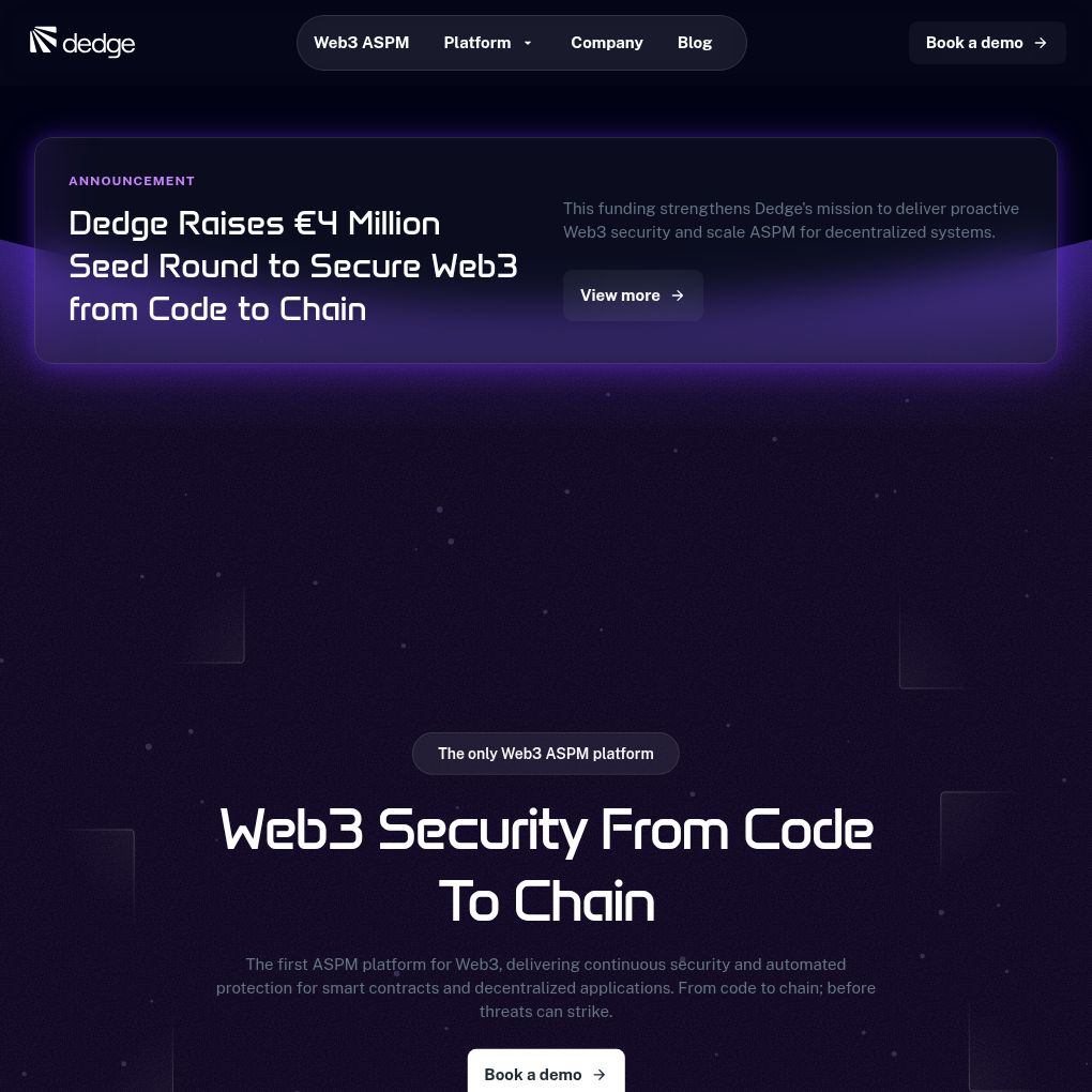 Dedge Security raises €4M Seed funding to secure Web3 with advanced ASPM platform