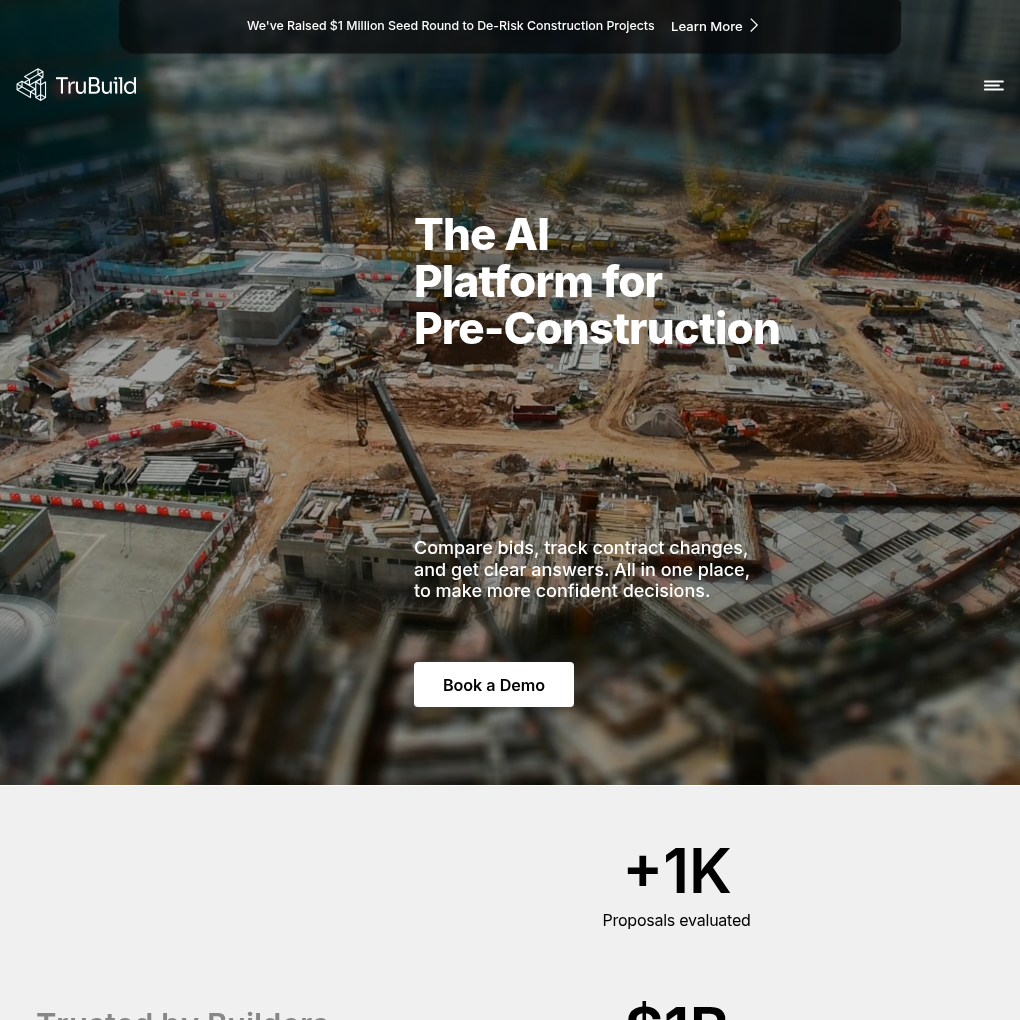 TruBuild raises $1M Seed funding to transform construction efficiency with AI